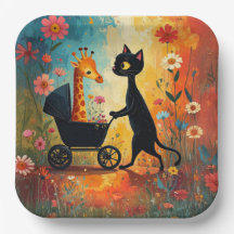 Cute Kat Giraffe Papieren Bord