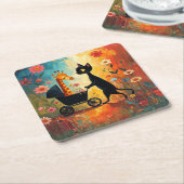 Cute Kat Giraffe Papieren Onderzetter (Schuin)