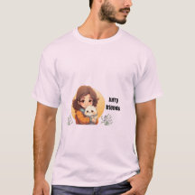 Cute Kat Girl Harige Vrienden Aesthetic T-Shirt