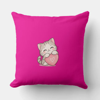Cute Kat Goede Dingen Vooruit Roze Kussen