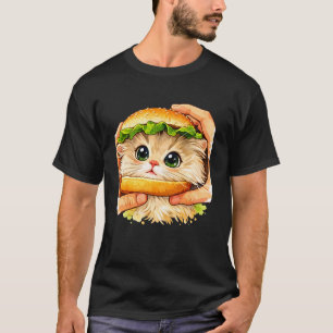 Cute Kat Hamburger Grappige Kitty Sandwich Burger T-shirt