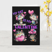 Cute Kat Hart Lloon Valentijnsdag Kaart (Gele Bloem)