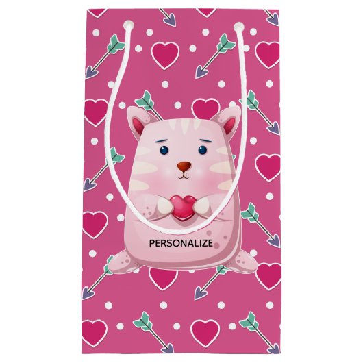 Cute Kat Heart Klein Cadeauzakje (Voorkant)