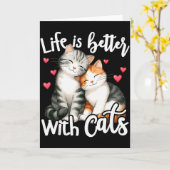 Cute Kat Het Leven Is Beter Met Katten Valentijnsd Kaart (Gele Bloem)