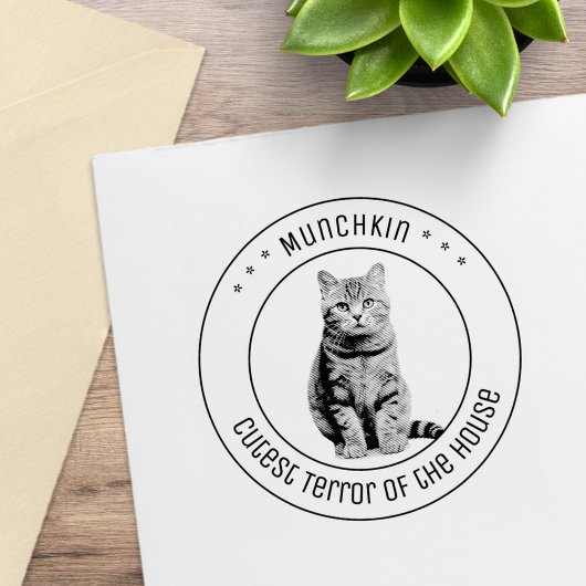 Cute Kat Huisdier Foto Rond Rubberstempel