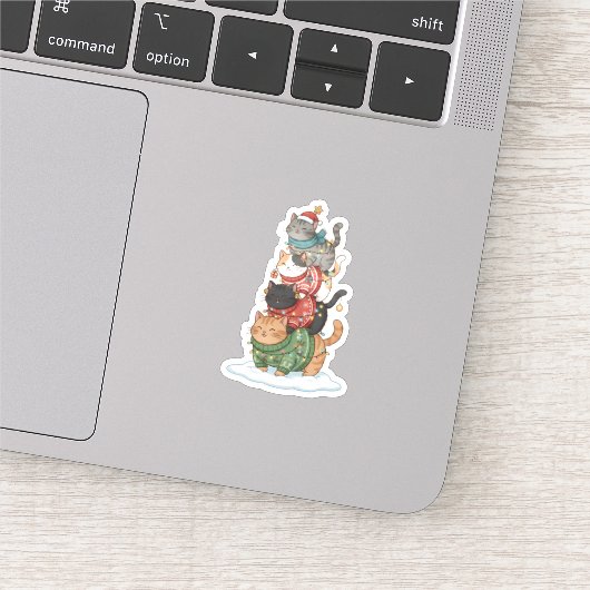 Cute Kat Illustratie Kunst, Kawaii Kat Stapeling D Sticker (Detail)