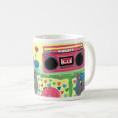 Cute Kat in Bedroom Retro Art Koffiemok (Voorkant rechts)