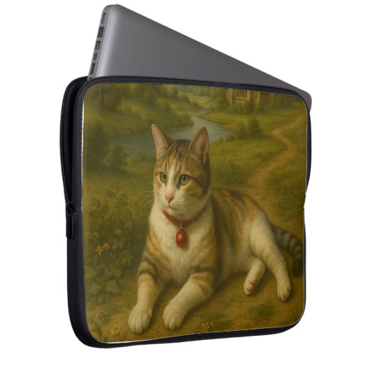 Cute Kat in de tuin Laptophoes 15 inch Laptop Sleeve (Voorkant Rechts)