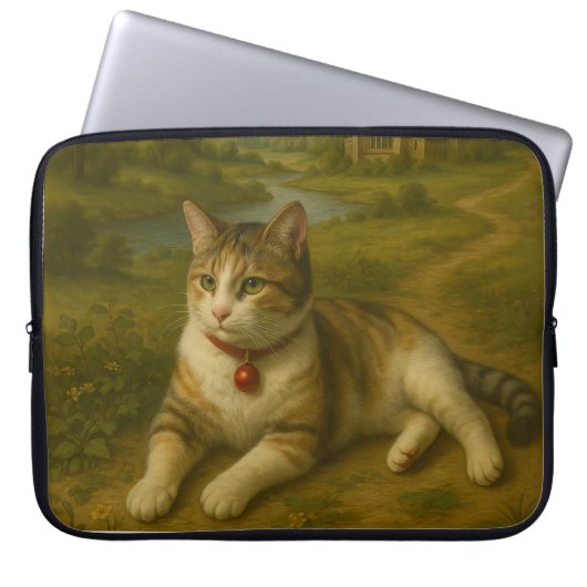 Cute Kat in de tuin Laptophoes 15 inch Laptop Sleeve (Voorkant)