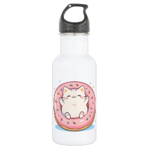 Cute Kat in Donut Kawaii Zoete Ontwerp Waterfles