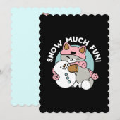 Cute Kat in Sneeuw Uitrusting met Sneeuwman Kunst Kaart (Voorkant / Achterkant)