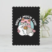 Cute kat in sneeuwuitrusting met sneeuwman kunst kaart (Staand voorkant)