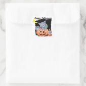 Cute Kat Jack o' Lantern Kinder Halloween Vierkante Sticker (Tas)