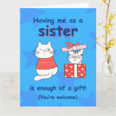 Cute kat kaart voor zus, grappige verjaardag voor  (Gele Bloem)