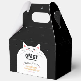 Cute Kat Kader Fonkelende Sterren 1e Verjaardag Bedankdoosjes