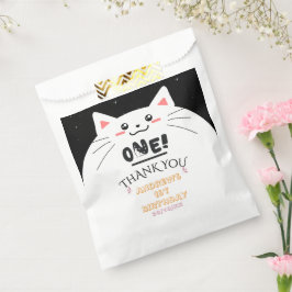 Cute Kat Kader Fonkelende Sterren 1e Verjaardag Bedankzakje