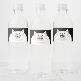 Cute Kat Kader Fonkelende Sterren 1e Verjaardag Waterfles Etiket