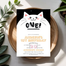 Cute Kat Kader Glinsterende Sterren 1e Verjaardag