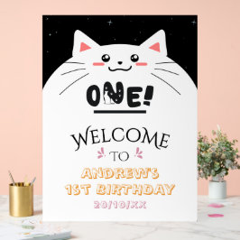 Cute Kat Kader Glitterende Ster 1e Verjaardag Welk Acryl Bord