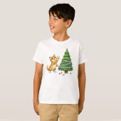 Cute Kat Kerstboom Kinderen T-Shirt (Voorkant volledig)
