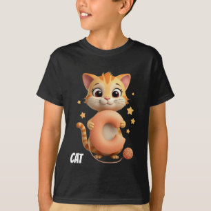 Cute Kat Kinderen T-Shirt C is voor Kat Alfabet