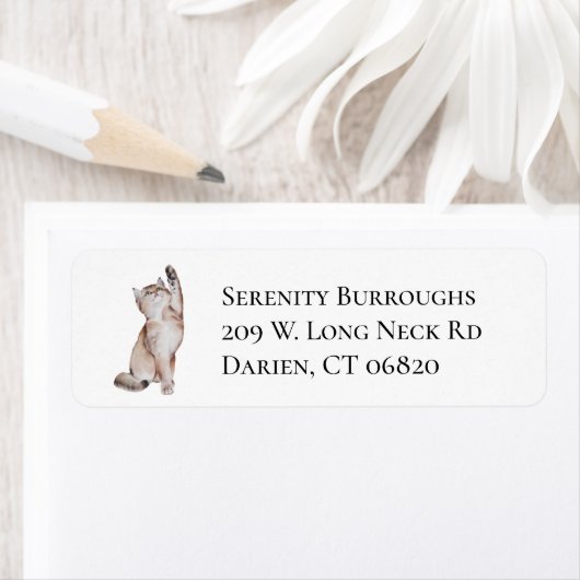 Cute Kat Kitten Waterverf Cat Etiket (Insitu)