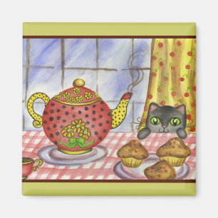 Cute Kat Kitty Theepot Keuken Magneet Cadeau