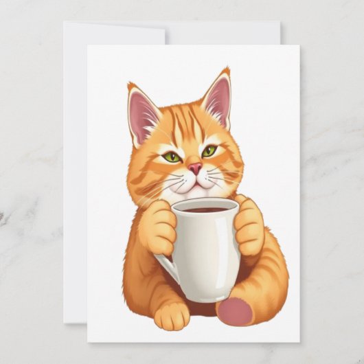 Cute Kat Koffie Save the Date Kaart (Voorkant)