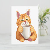 Cute Kat Koffie Save the Date Kaart (Staand voorkant)