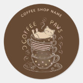 Cute kat koffie sticker Coffee Paws (Voorkant)