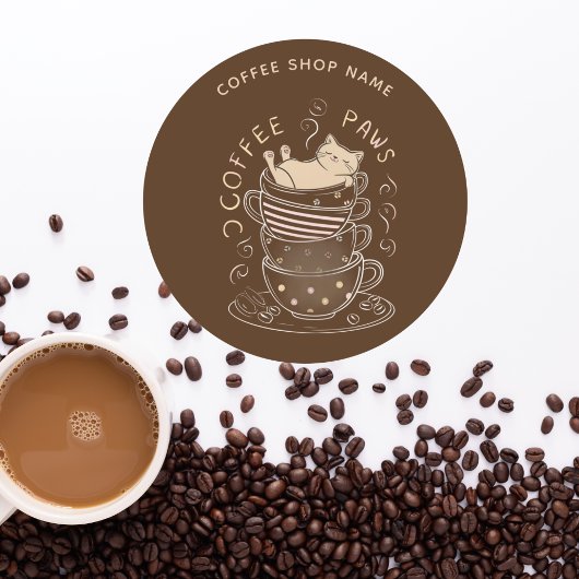 Cute kat koffie sticker Coffee Paws