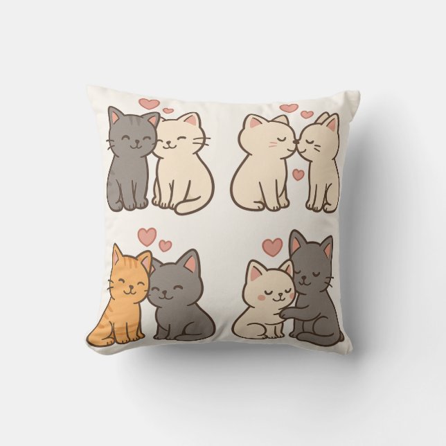 Cute Kat Koppel kussens  (Voorkant)