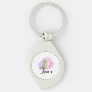 Cute Kat Kunstwerk Metalen Sleutelhanger – Luna