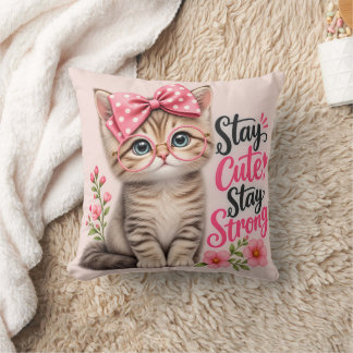 Cute Kat Kussen – Blijf Schattig Blijf Sterk, Scha