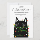 Cute Kat Lampjes Huisdierliefhebber Kerst Plat Feestdagenkaart (Voorkant)