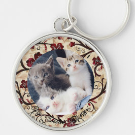 Cute Kat Liefhebber Herdenkingsfoto Sleutelhanger