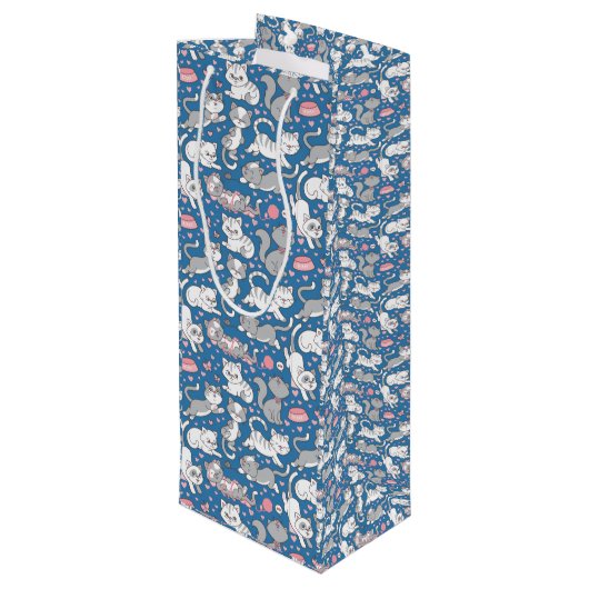 Cute Kat Love Wijn Cadeautas (Achterkant Gekanteld)