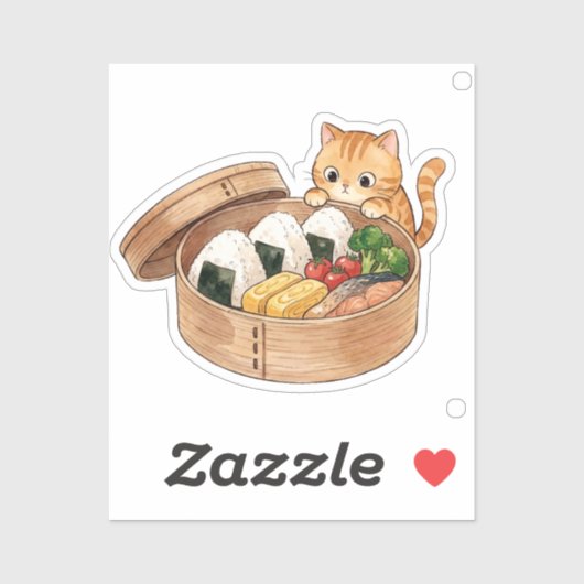 Cute Kat lunchbox – Kawaii Kitty Bento Sticker (Vel)