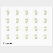 Cute Kat Matcha Boba Drank Kawaii Ontwerp Ronde Sticker (Vel)