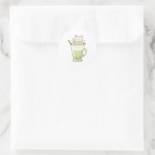 Cute Kat Matcha Boba Drank Kawaii Ontwerp Ronde Sticker (Tas)