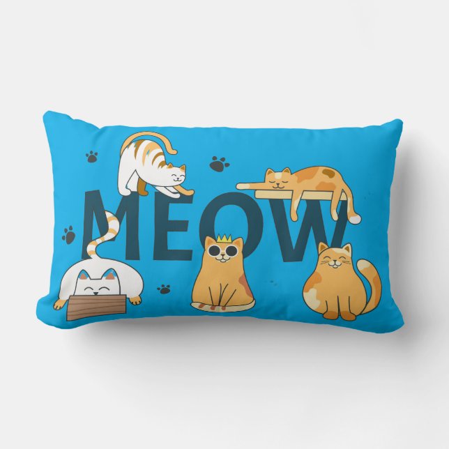 Cute Kat “MEOW” Decoratie Kussen (Voorkant)
