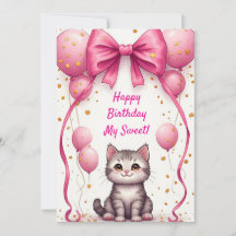 Cute Kat Met Ballonnen Voor Verjaardag 🎀