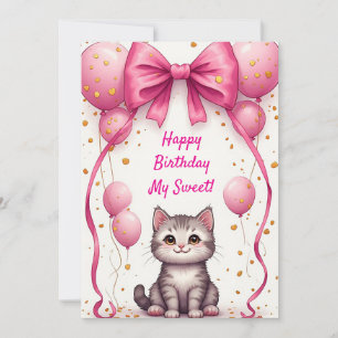 Cute Kat Met Ballonnen Voor Verjaardag 🎀
