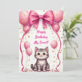 Cute Kat Met Ballonnen Voor Verjaardag 🎀 (Staand voorkant)