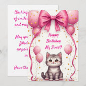 Cute Kat Met Ballonnen Voor Verjaardag 🎀 (Voorkant / Achterkant)