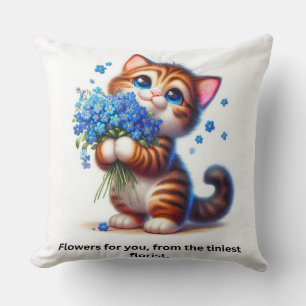 Cute Kat met Bloemen Worp Kussen, Zoete Cadeau voo Kussen
