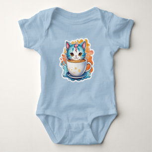 Cute Kat Met Koffiemok Cartoon Ontwerp-94678 Romper