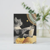 Cute Kat Met Melk in de Ruimte Briefkaart (Staand voorkant)