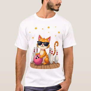 Cute Kat Met Zonnebril Kat Speelt Bowling Voor m T-shirt