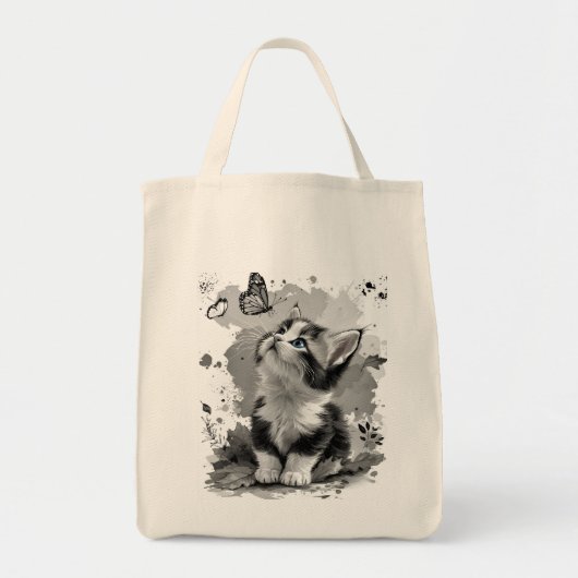 Cute Kat Miao Boodschappentas Tote Bag (Voorkant)